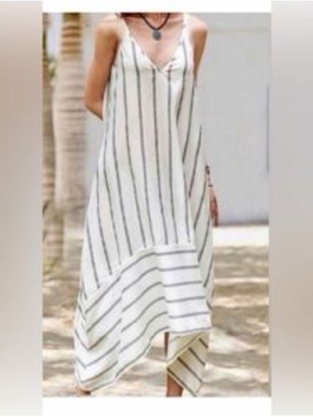 Terzo Millennio asymmetrical striped linen handkerchief dress Sz Small